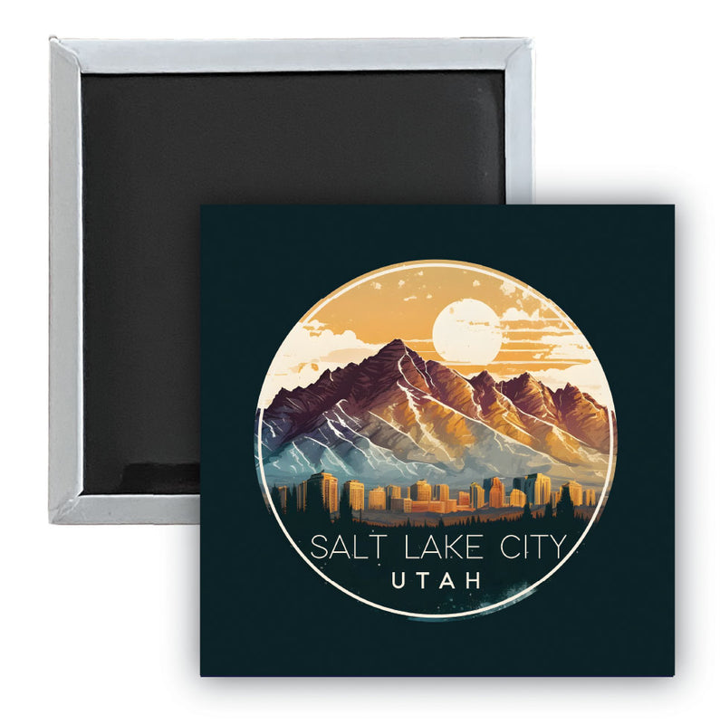 Salt Lake City Utah B Souvenir 2.5 x 2.5-Inch Durable & Vibrant Decor Fridge Magnet