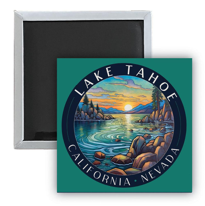 Lake Tahoe California C Souvenir 2.5 x 2.5-Inch Durable & Vibrant Decor Fridge Magnet