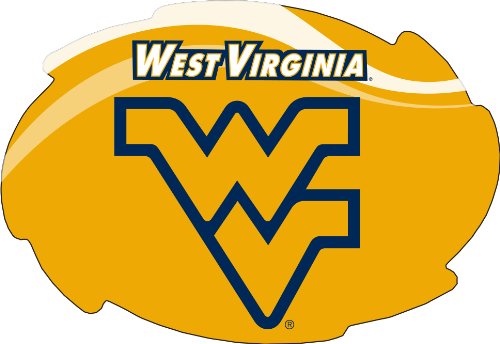 West Virginia Mountaineers Stripe Design Swirl Shape 5x6-Inch NCAA High-Definition Magnet - Versatile Metallic Surface Adornment
