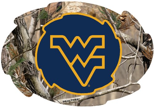 West Virginia Mountaineers Camo Design Swirl Shape 5x6-Inch NCAA High-Definition Magnet - Versatile Metallic Surface Adornment