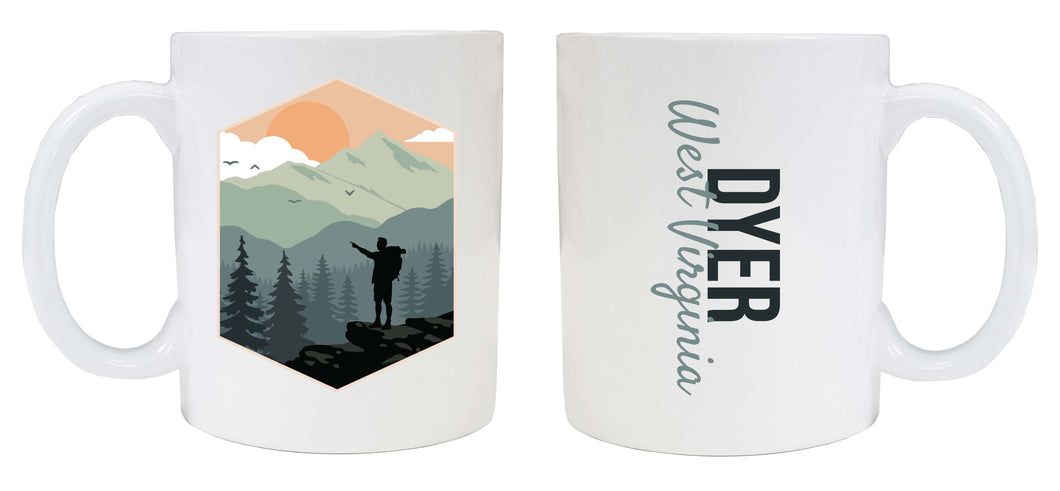 Dyer West Virginia Souvenir Hike Outdoors Design 8 oz Coffee Mug 2-Pack