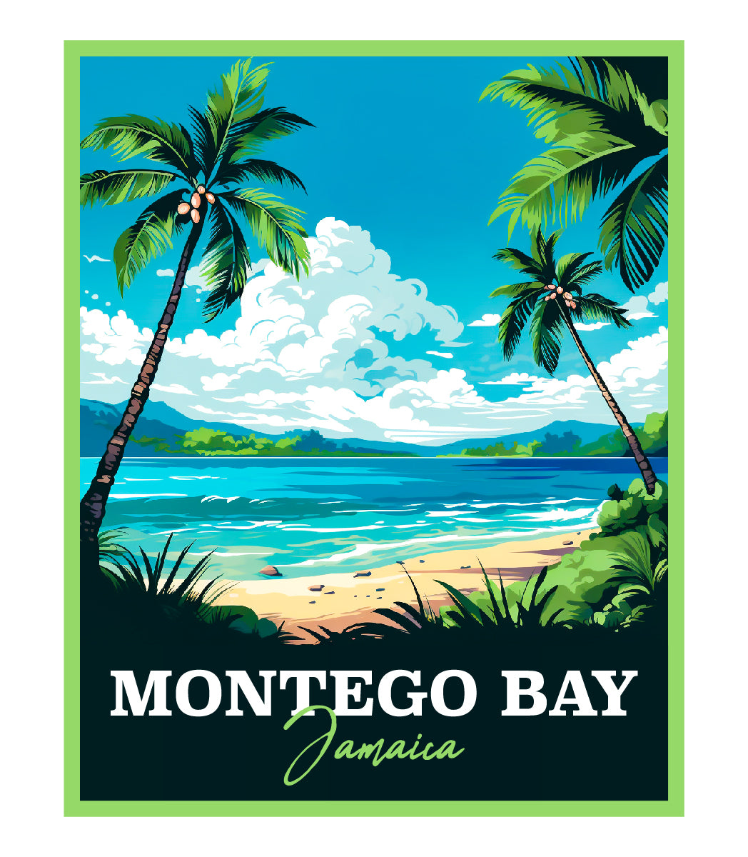Exclusive Montego Bay Jamaica Collectible - Vintage Travel Poster Art