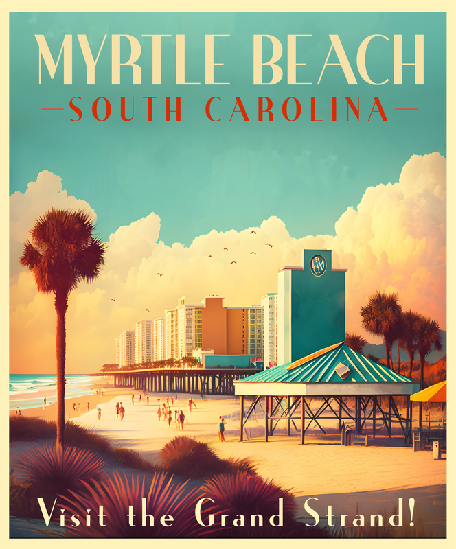 Exclusive Myrtle Beach South Carolina Collectible - Vintage Travel Poster Art