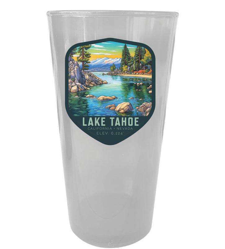 Lake Tahoe California Souvenir Plastic 16 oz pint Clear