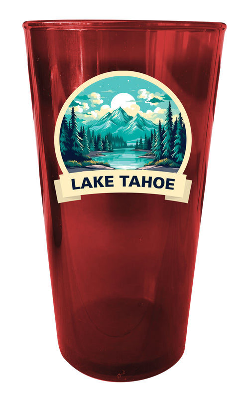 Lake Tahoe California Souvenir Plastic 16 oz pint Red