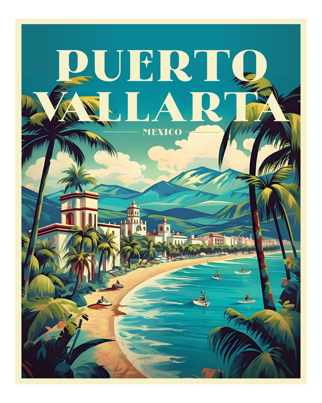 Exclusive Puerto Vallarta Mexico Collectible - Vintage Travel Poster Art