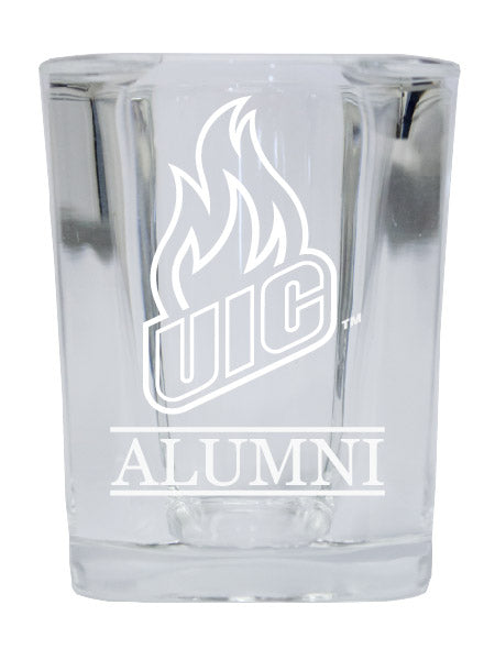 NCAA University of Illinois at Chicago Alumni 2oz Laser Etched Square Shot Glass