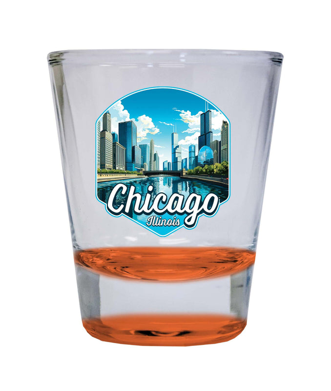 Chicago Illinois A Souvenir 1.5 Ounce Shot Glass Round