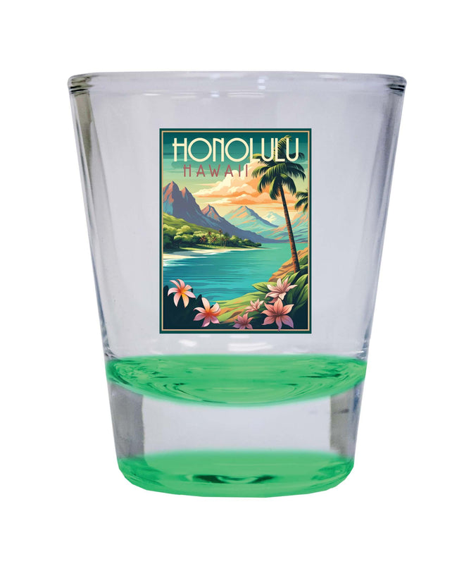Honolulu Hawaii C Souvenir 1.5 Ounce Shot Glass Round