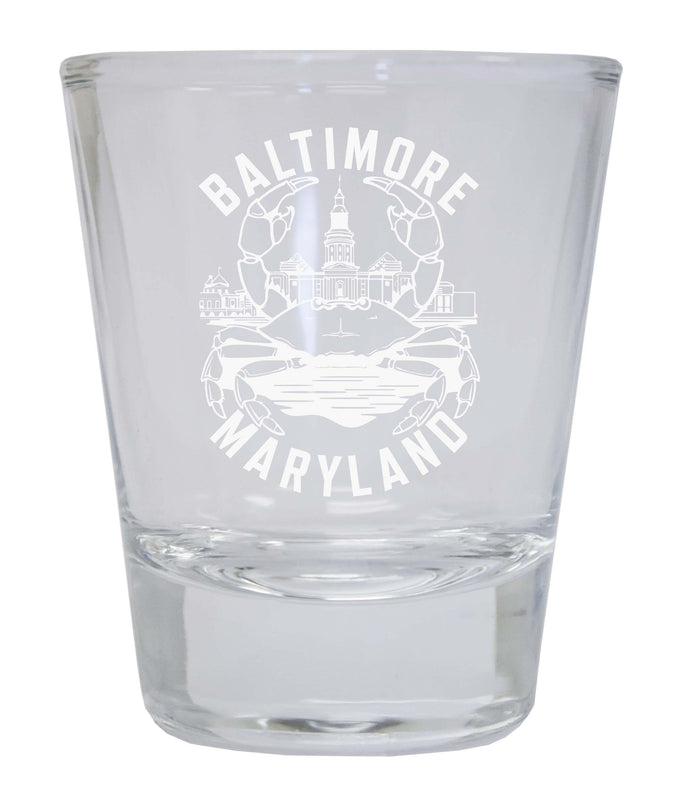 Baltimore Maryland A Souvenir 1.5 Ounce Engraved Shot Glass Round