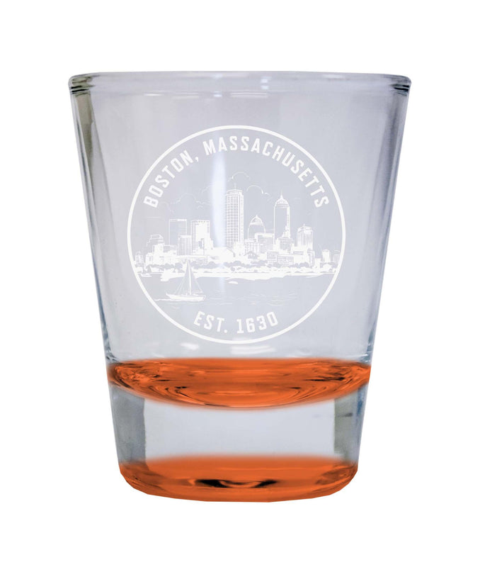 Boston Massachusetts Souvenir 1.5 Ounce Engraved Shot Glass Round