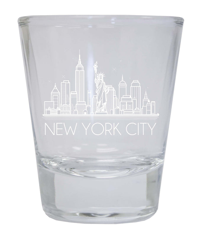 New York City Souvenir 1.5 Ounce Engraved Shot Glass Round
