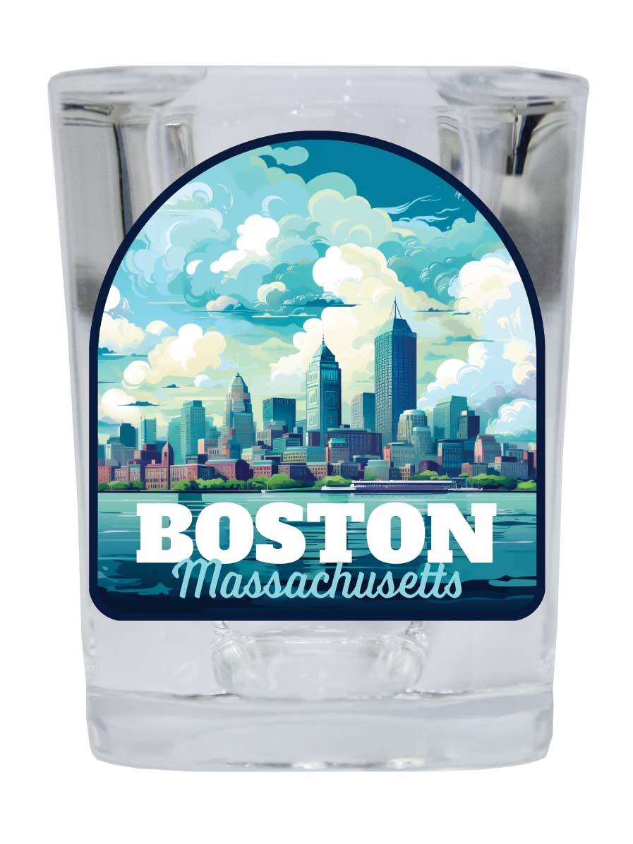 Boston Massachusetts A Souvenir 2.5 Ounce Shot Glass Square  Base