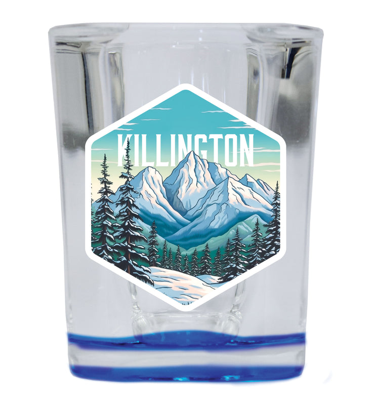 Killington Vermont Souvenir 2.5 Ounce Shot Glass Square Blue Base
