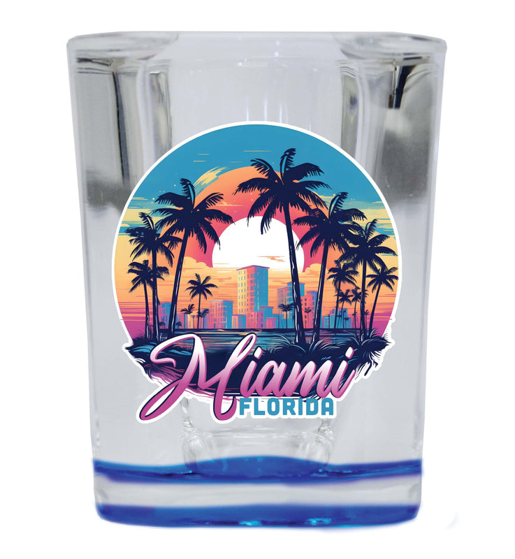Miami Florida B Souvenir 2.5 Ounce Shot Glass Square Base
