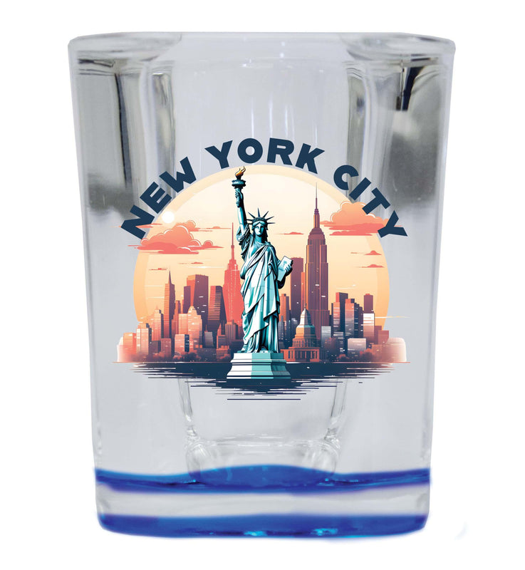 New York City A Souvenir 2.5 Ounce Shot Glass Square Base