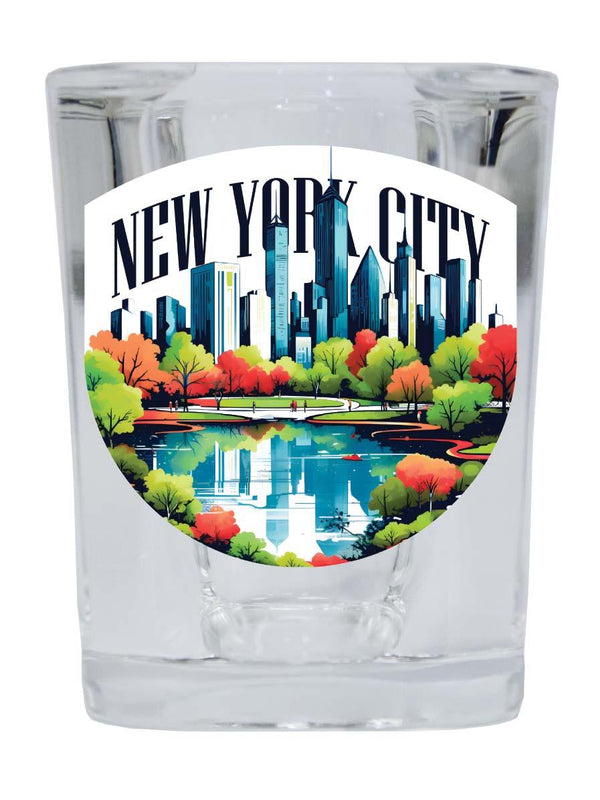 New York City D Souvenir 2.5 Ounce Shot Glass Square Base