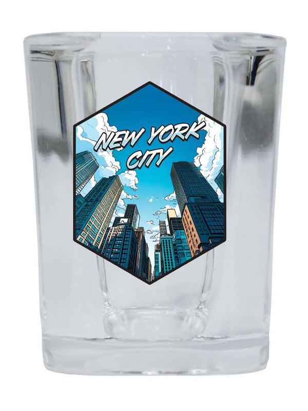 New York City E Souvenir 2.5 Ounce Shot Glass Square
