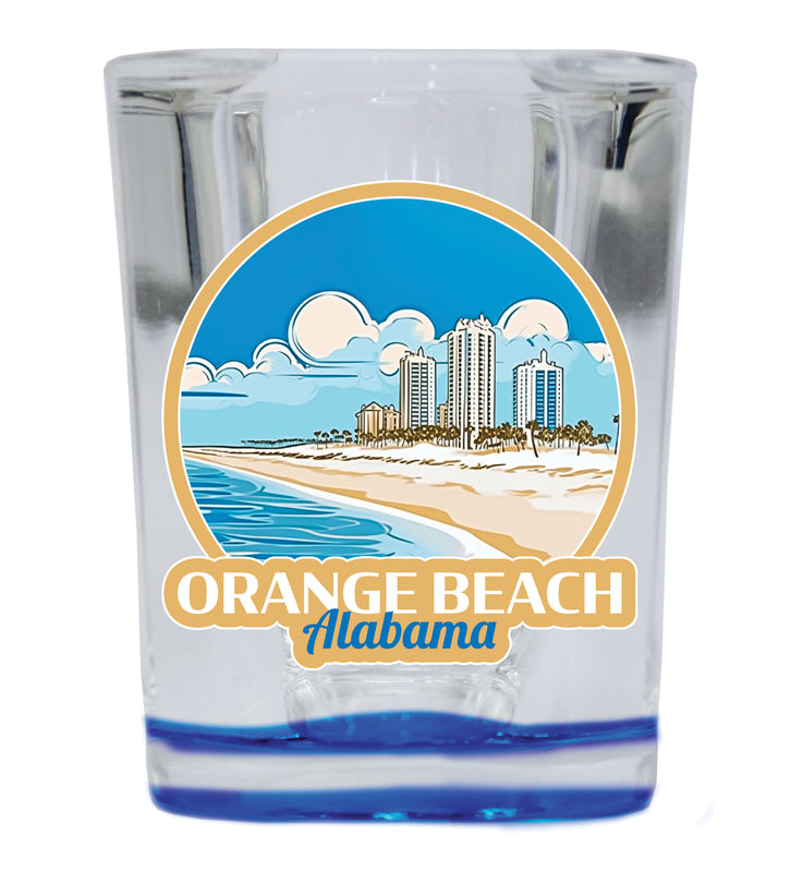 Orange Beach Alabama Souvenir 2.5 Ounce Shot Glass Square Blue Base