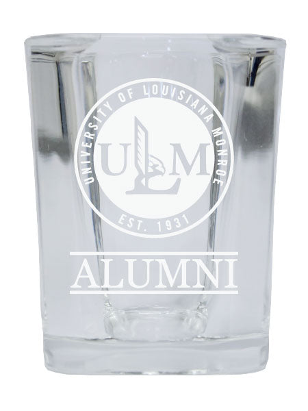 NCAA University of Louisiana Monroe Alumni 2oz Laser Etched Square Shot Glass