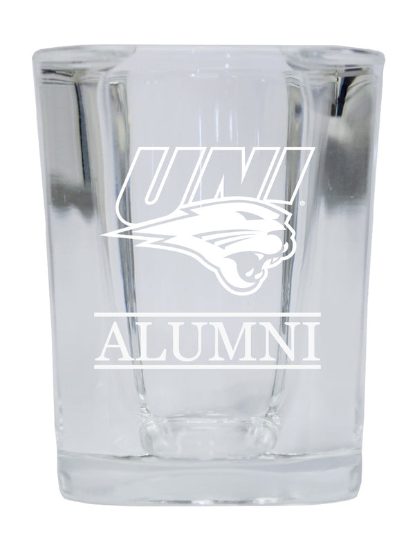 NCAA Northern Iowa Panthers Alumni 2oz Laser Etched Square Shot Glass