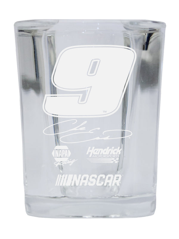 R and R Imports Chase Elliott NASCAR #9 Etched Square Shot Glass 4-Pack