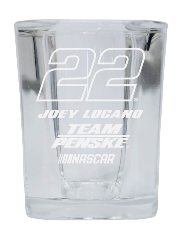 Joey Logano NASCAR #22 Etched Square Shot Glass