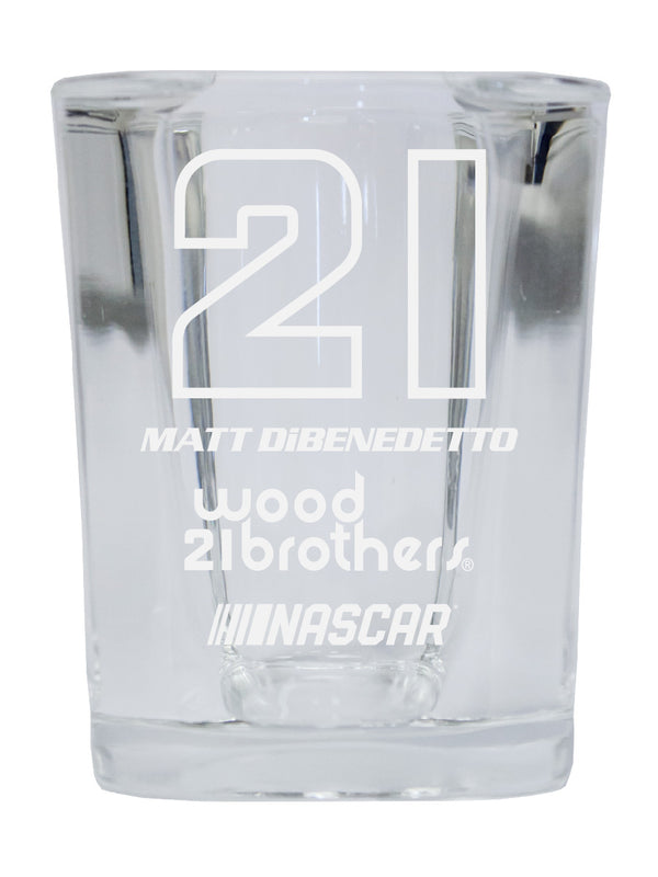 R and R Imports Matt DiBenedetto NASCAR #21 Etched Square Shot Glass 4-Pack