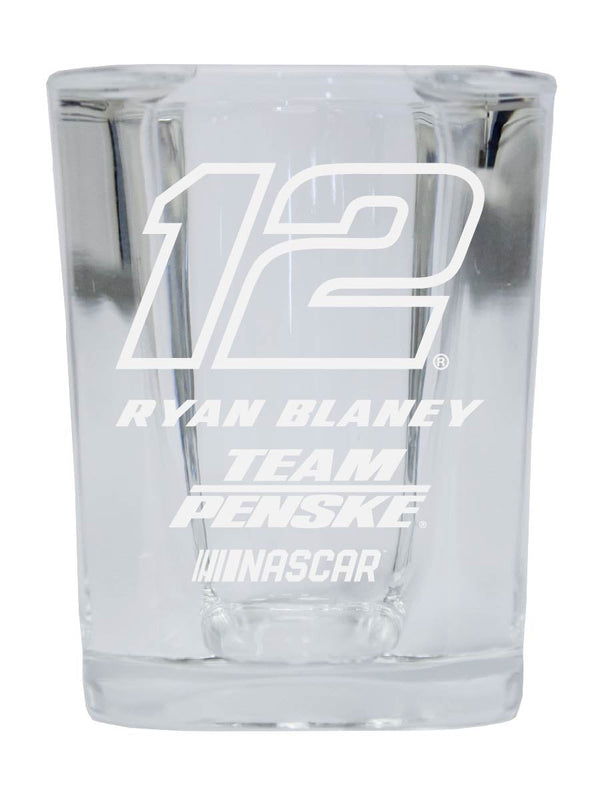 Ryan Blaney NASCAR #12 Etched Square Shot Glass