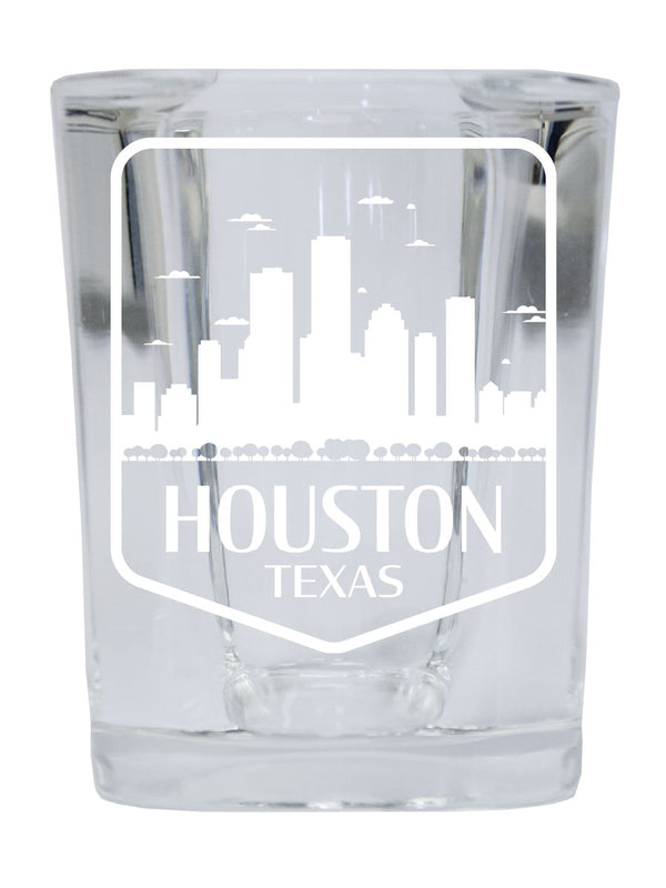 Houston Texas Souvenir 2.5 Ounce Engraved Shot Glass Square