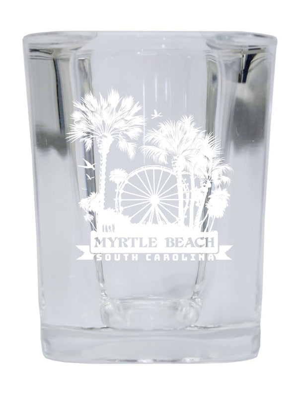 Myrtle Beach South Carolina Laser Etched Souvenir 2.5 Ounce Shot Glass Square