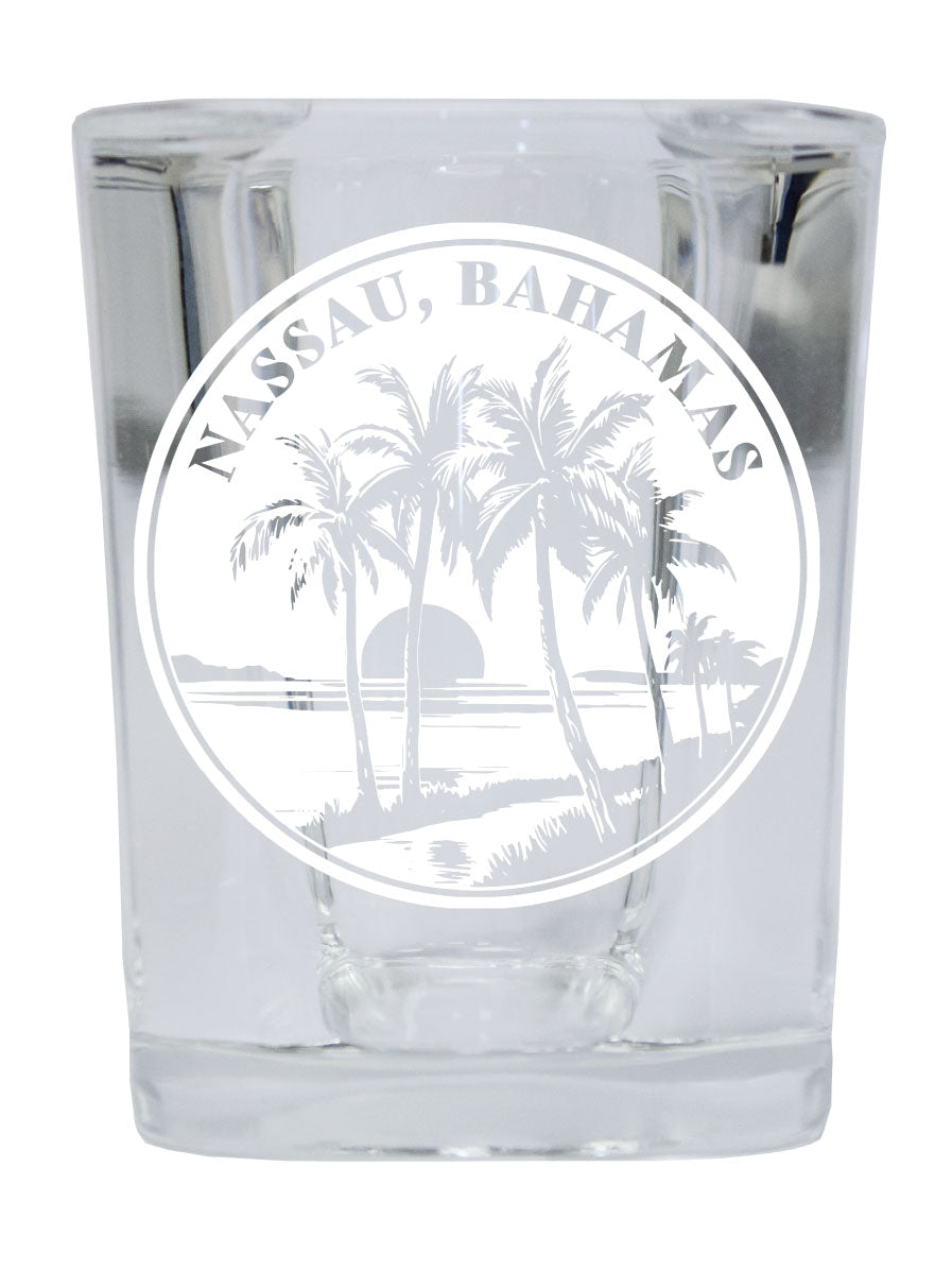 Nassau the Bahamas Souvenir 2.5 Ounce Engraved Shot Glass Square