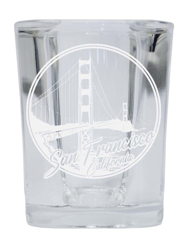 San Francisco California Souvenir 2.5 Ounce Engraved Shot Glass Square Base