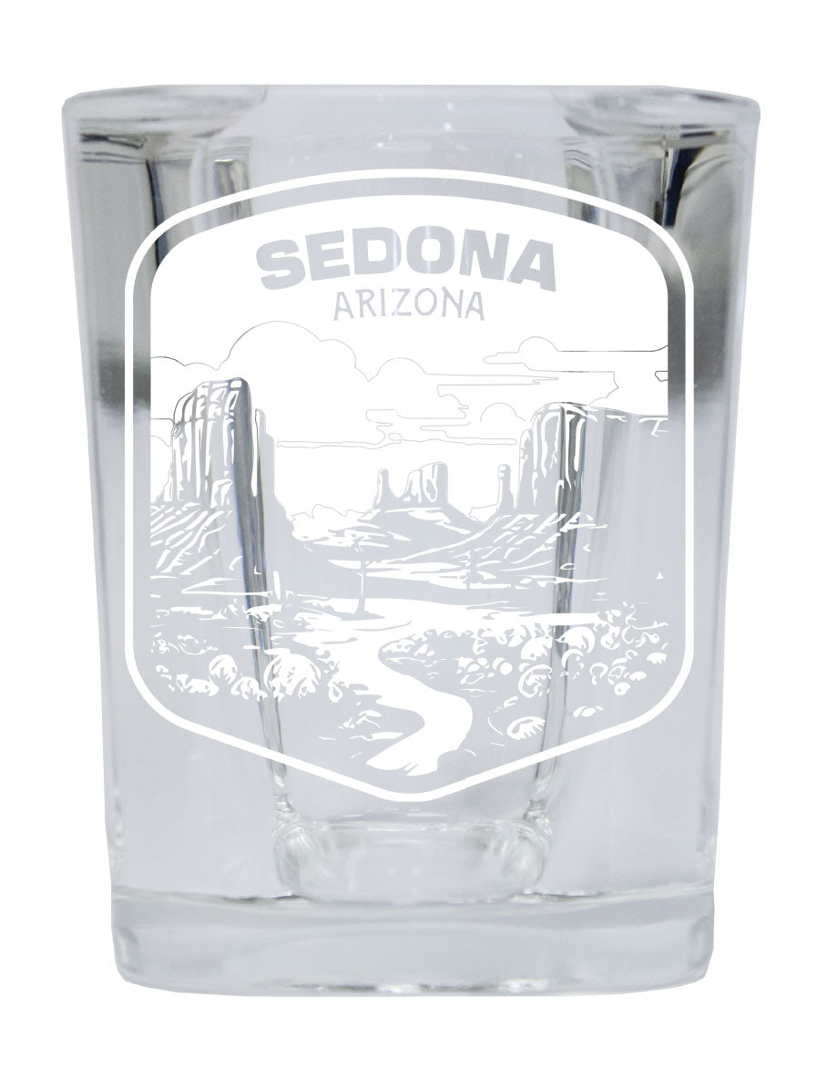 Sedona Arizona Souvenir 2.5 Ounce Engraved Shot Glass Square