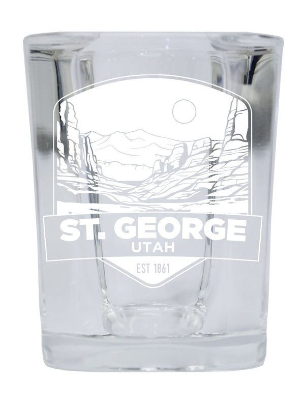 St. George Utah Souvenir 2.5 Ounce Engraved Shot Glass Square