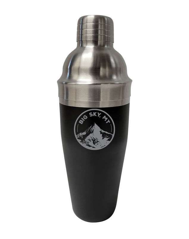 Big Sky Montana Souvenir 24 oz Engraved Stainless Steel Cocktail Shaker Black