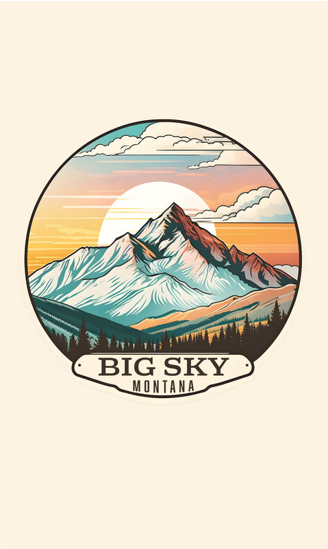 Big Sky Montana mountain Sunset Design Souvenir Metal Sign 9 x 15