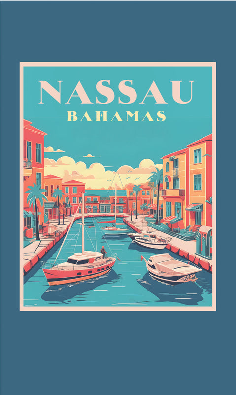 Nassau the Bahamas Design B Souvenir Metal Sign 9 x 15
