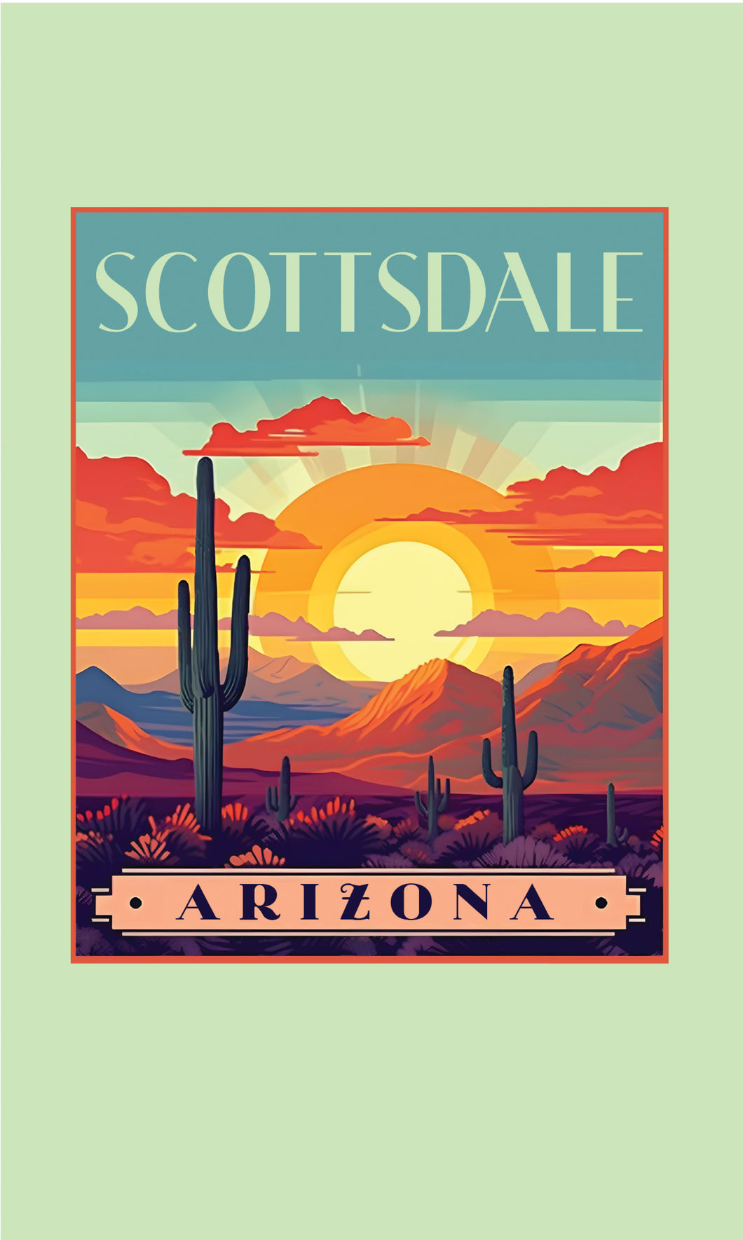 Scottsdale Arizona Design C Souvenir Metal Sign 9 x 15