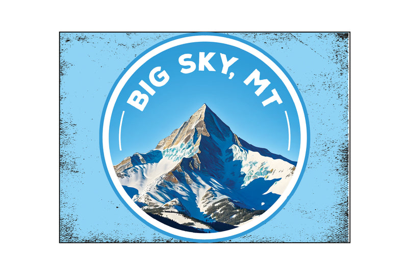Big Sky Montana Snowy Mountain Design Souvenir Wood sign with frame 5x7