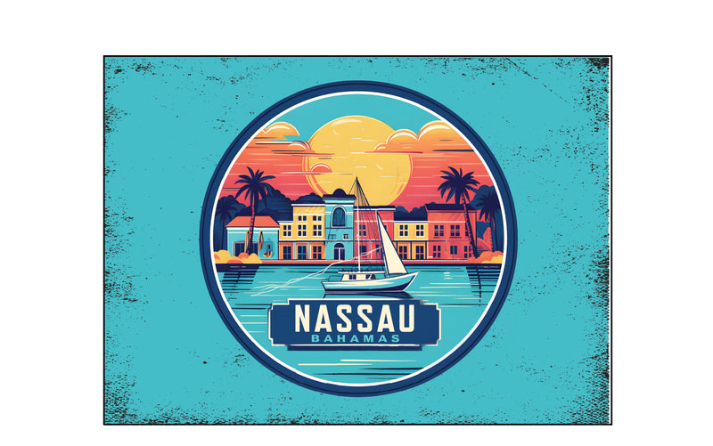 Nassau the Bahamas Design A Souvenir Wood sign with frame 5x7