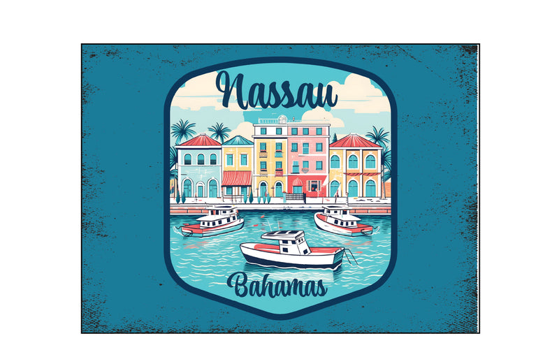 Nassau the Bahamas Design C Souvenir Wood sign with frame 5x7