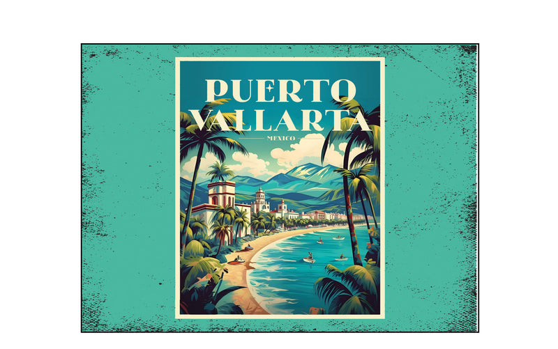 Puerto Vallarta Mexico Design C Souvenir Wood sign with frame 5x7