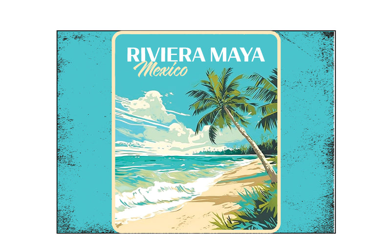 Riviera Maya Mexico Design C Souvenir Wood sign with frame 5x7