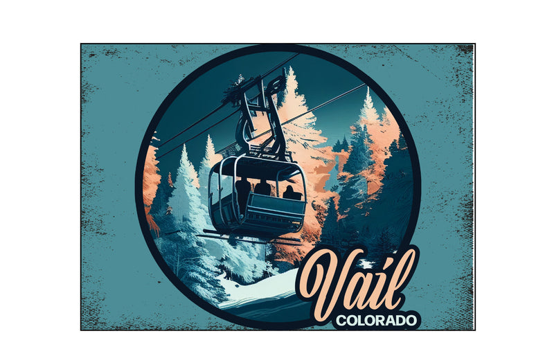 Vail Colorado Design C Souvenir Wood sign with frame 5x7
