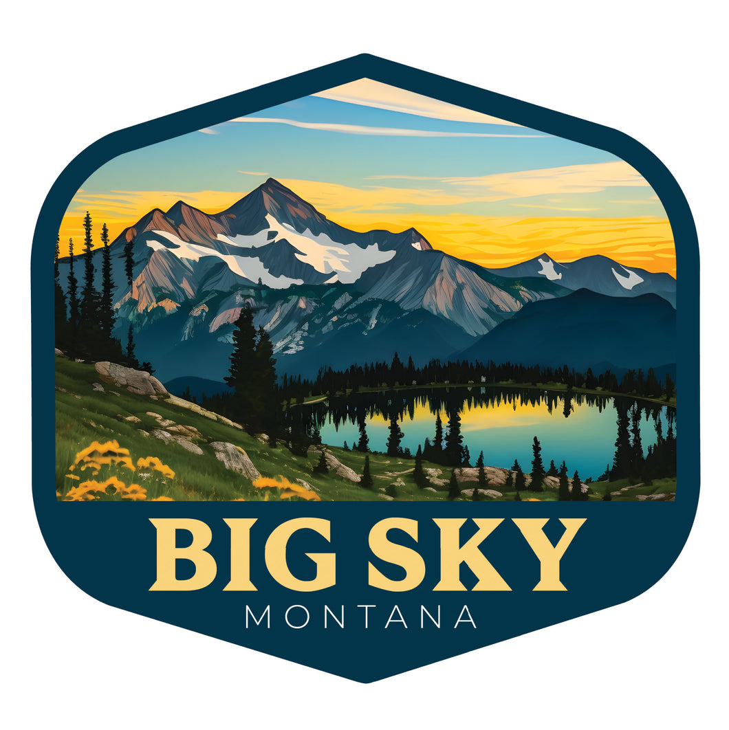 Big Sky Montana Mountain and Lake Souvenir Memories Durable Vinyl Decal Sticker