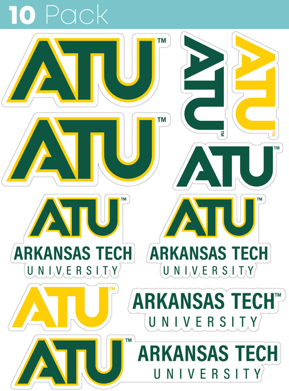 Arkansas Tech University 10-Pack, 4 inches in size on one of its sides NCAA Durable School Spirit Vinyl Decal Sticker