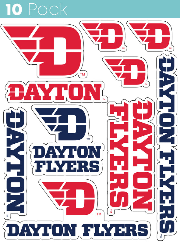 Dayton Flyers 10-Pack, 4 inches in size on one of its sides NCAA Durable School Spirit Vinyl Decal Sticker