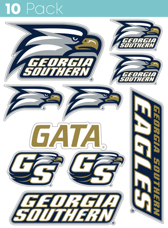 Georgia Southern Eagles 10-Pack, 4 inches in size on one of its sides NCAA Durable School Spirit Vinyl Decal Sticker