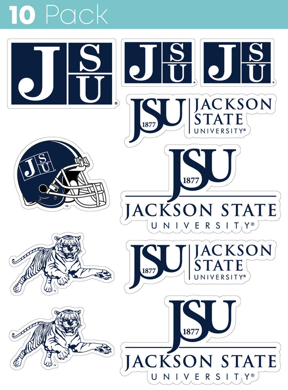 Jackson State University 10-Pack, 4 inches in size on one of its sides NCAA Durable School Spirit Vinyl Decal Sticker